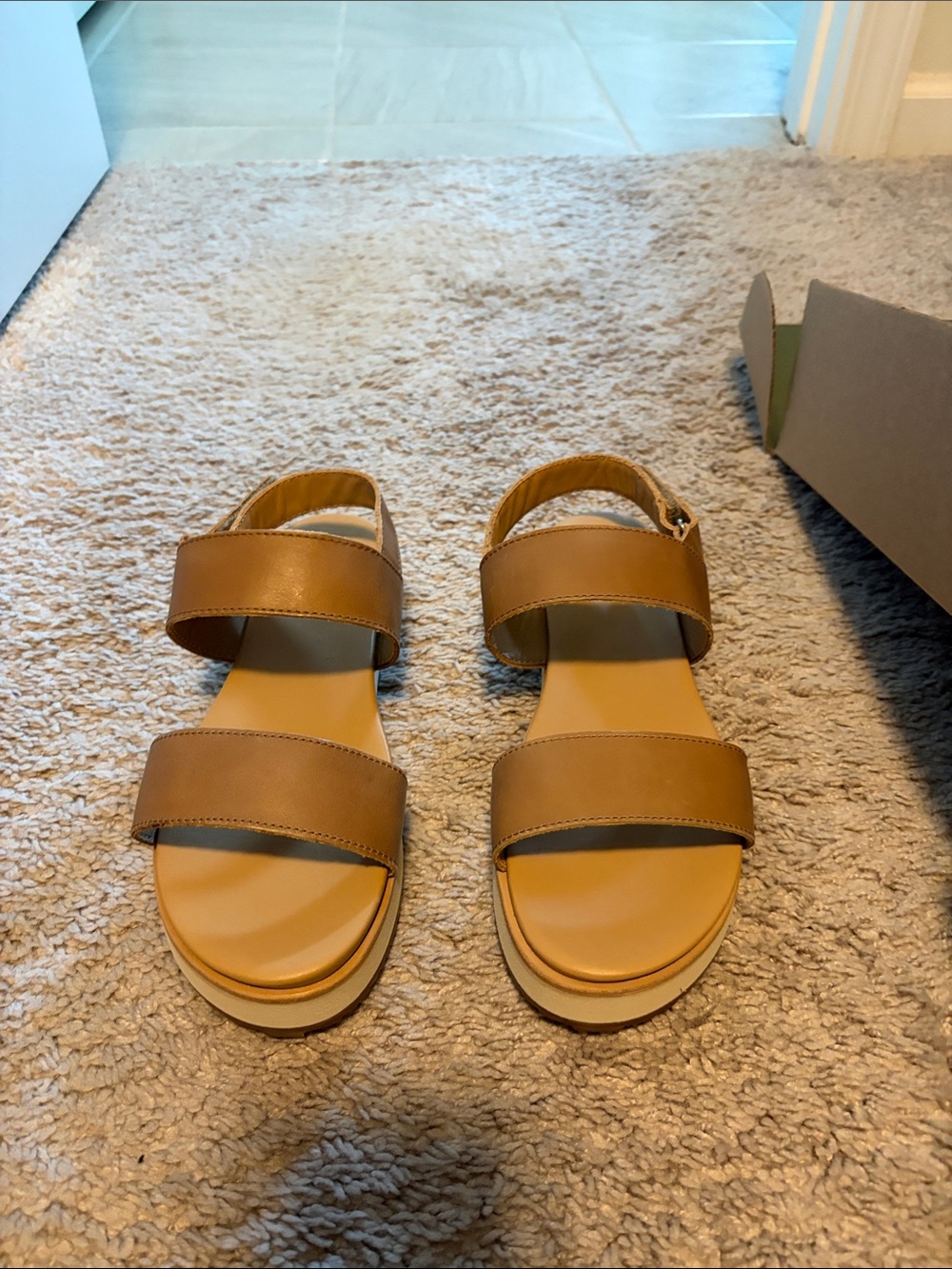 Nisolo Leather Double-Strap Sandals in Tan Brown